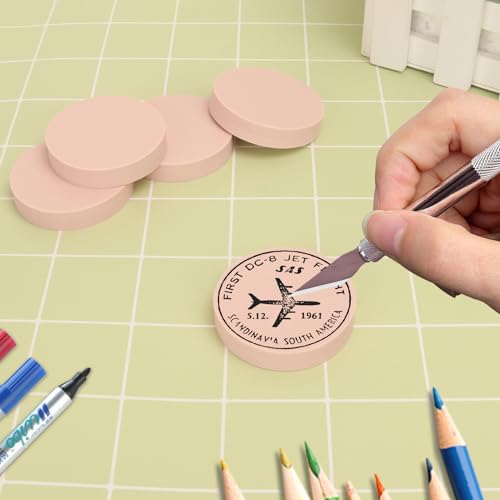 60 Pcs 2" Round Rubber Carving Blocks (4.89 Count)