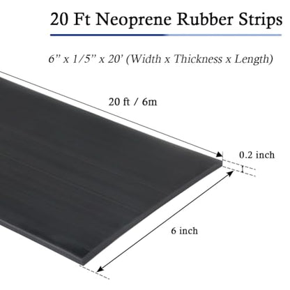 Neoprene Rubber Strips with Adhesive Backing Rubber Sheets (20 Foot)