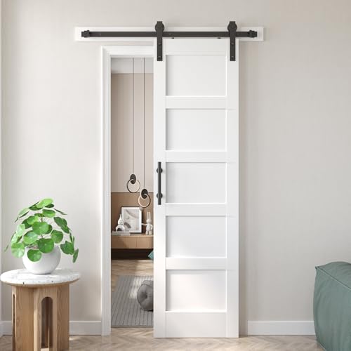 24x84 inch White Sliding Barn Door with Hardware