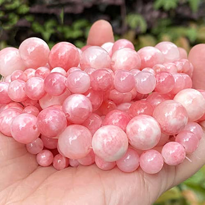 45pcs 8mm Natural Pink White Persian Jade Gemstone Beads Round Loose Spacer Beads for Jewelry Making DIY Bracelets Necklaces 15"