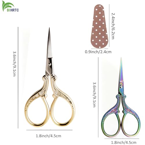 Small Sewing Scissors Gold 3.6inch Stainless Steel Scissor DIY Tools (2 Count)