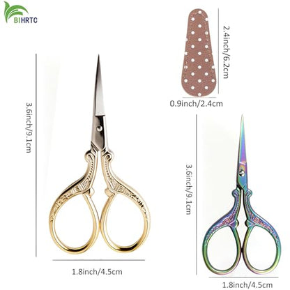 Small Sewing Scissors Gold 3.6inch Stainless Steel Scissor DIY Tools (2 Count)