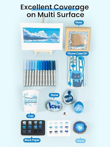 Acrylic Paint Markers 12 Blue Colors (12 Count)