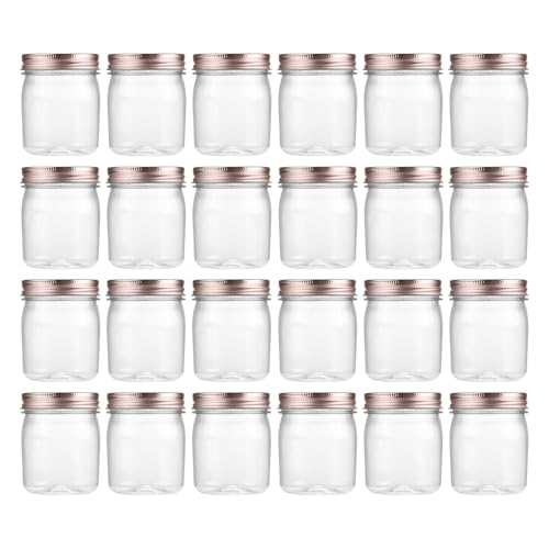 8 oz Plastic Mason Jars and Clear Plastic Jars with Lids 8 oz (24 Count)