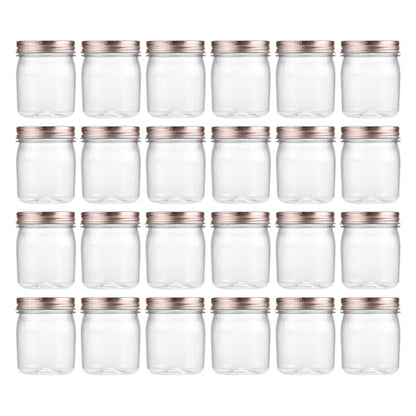 8 oz Plastic Mason Jars and Clear Plastic Jars with Lids 8 oz (24 Count)