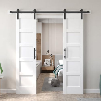Double 21inx84in White Barn Door and 7FT Sliding Barn Door Hardware Kit Included