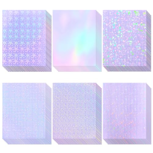 36 Sheets Holographic Laminating Sheets Clear Self Adhesive Sticker Paper (36 Count)