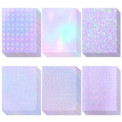 36 Sheets Holographic Laminating Sheets Clear Self Adhesive Sticker Paper (36 Count)