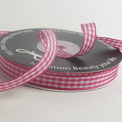 Pink and White Gingham Ribbon Hot Pink Gingham Ribbon 25 Yards Each Roll 100% Polyester (72 Foot)