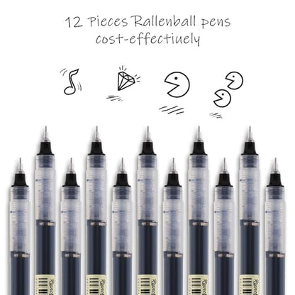 12 Pack Black Liquid Ink Rollerball Gel Pens (12 Count)