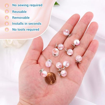 50 Sets Pearl Buttons No Sew Buttons for Clothes (50 Count)