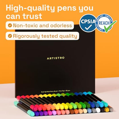 36 Dual Tip Acrylic Paint Marker Pens for Drawing (36 Count)