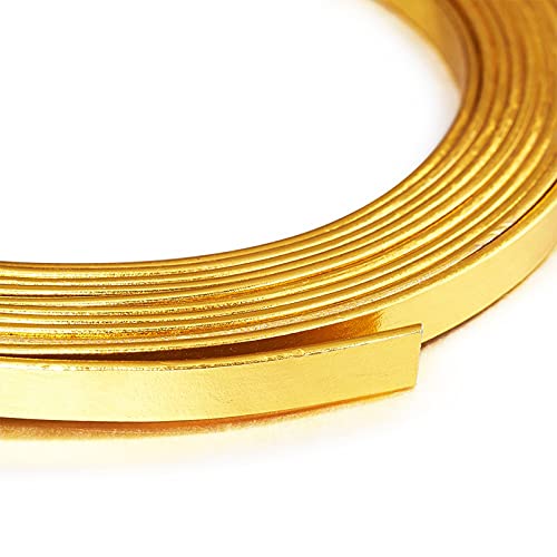 32.8Ft 5mm Aluminum Flat Wire Gold Bendable Metal Craft Wire Strip for Bezel Sculpting Armature Jewelry Making Gem Metal Wrap (32.8 Foot)