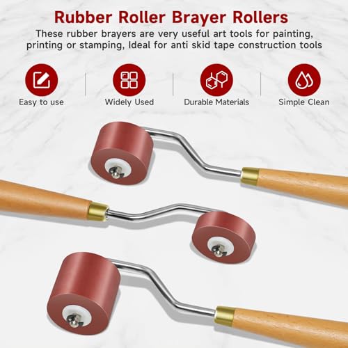 3pcs Rubber Rollers Brayer Brayer Rollers for Crafting