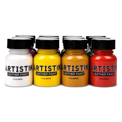 Artistic Leather Paint Set with Brush Applicator (12.1 Fl Oz)