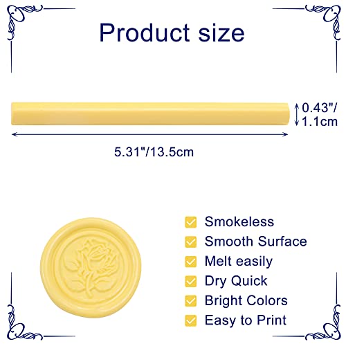 15Pcs Light Yellow Glue Gun Sealing Wax Sticks for Wax Seal Stamp (15 Count)