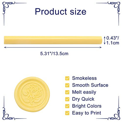 15Pcs Light Yellow Glue Gun Sealing Wax Sticks for Wax Seal Stamp (15 Count)
