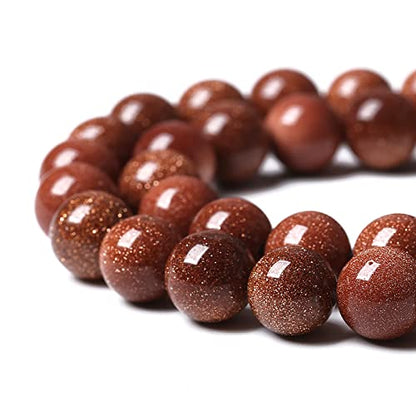 38pcs 10mm Natural Gold Sandstone Beads Gemstone Round Loose Beads for Jewelry Making DIY Bracelet Necklace 15“ (16 Count)