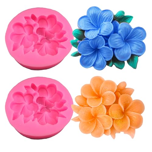 2PCS Flower Silicone Mold 3D Cute Flower Resin Candle Molds for Candle Making Silicone Fondant Chocolate Cake Decorating Mold Candle Soap Wax Resin Concrete Clay Casting Craft Mould
