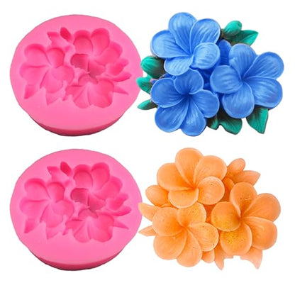 2PCS Flower Silicone Mold 3D Cute Flower Resin Candle Molds for Candle Making Silicone Fondant Chocolate Cake Decorating Mold Candle Soap Wax Resin Concrete Clay Casting Craft Mould