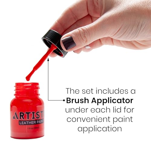 Artistic Leather Paint Set with Brush Applicator (12.1 Fl Oz)