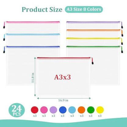 Mesh 24pcs Zipper Pouch Bags (24 Count)
