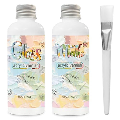 Gloss & Matte Varnish for Acrylic Painting (3.5 Fl Oz)