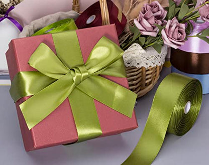 1 1 2 Inch Moss Green Solid Satin Ribbon for Gift Wrapping