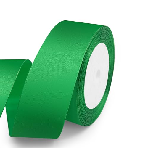 1-1/2" x 25 Yards Green Satin Ribbon Crafts Gift Wrapping