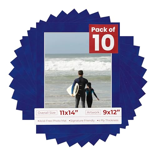 Pack of TEN 11x14 Mats Bevel Cut for 9x12 Photos (10 Count)