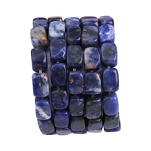 Natural Blue Sodalite Cuboid Stone Loose Semi Gemstone Beads for Jewelry Making 8mmx12mm 38cm (33 Count)