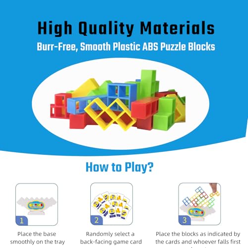 64 Pcs Stacking Tower Game with 22 Cards (64 Count)