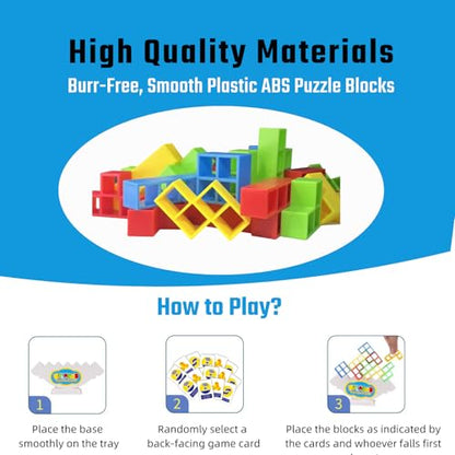 64 Pcs Stacking Tower Game with 22 Cards (64 Count)