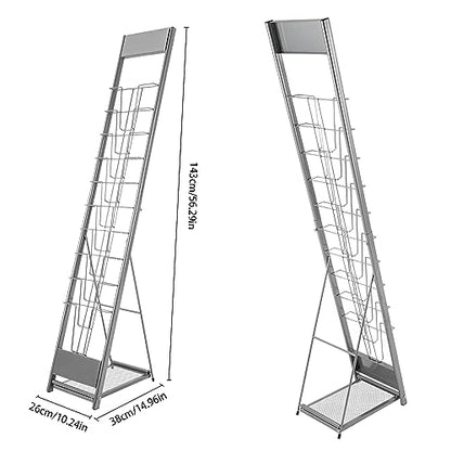 10 Tiers Portable Magazine Rack Book Brochure Display Stand Holder