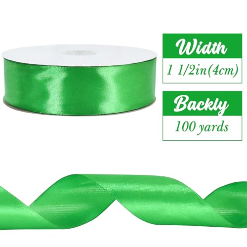 100 Yard Emerald Green Satin Ribbon 1
