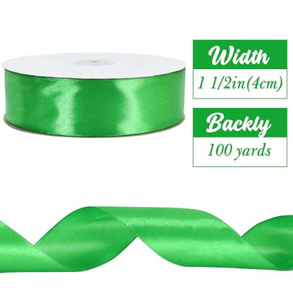 100 Yard Emerald Green Satin Ribbon 1