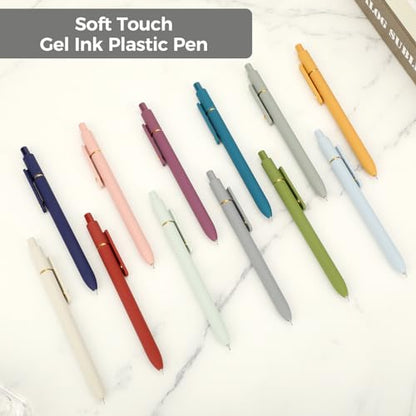 Gel Pens Set 12 Pcs 0.5mm Retractable Quick Dry Black Ink Pens (12 Count)