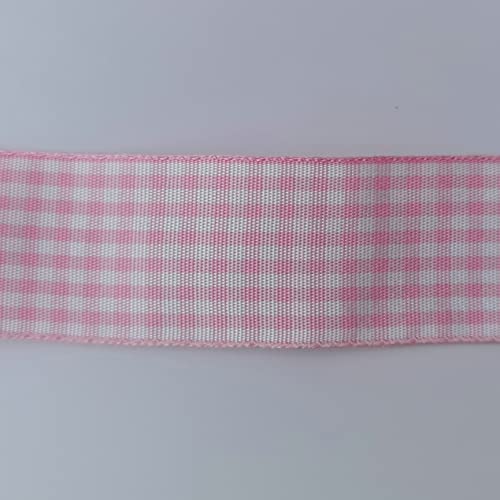Pink and White Gingham Ribbon (75 Feet)