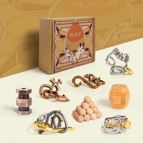 8 Pieces IQ Logic Training Brain Teaser Puzzles (8 Count)