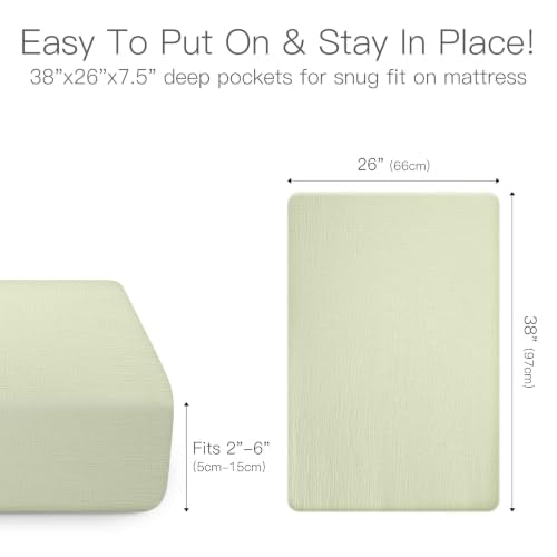 Organic Pack and Play Sheets Fitted 38”x26” 100% Muslin Cotton (2 Count)