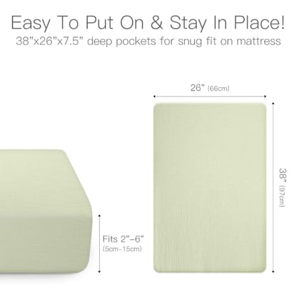Organic Pack and Play Sheets Fitted 38”x26” 100% Muslin Cotton (2 Count)