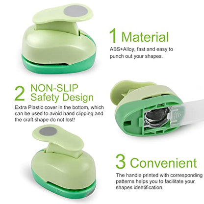 Circle Punch Craft Hole Punch for Paper Crafting 5 Different Size (5 Count)