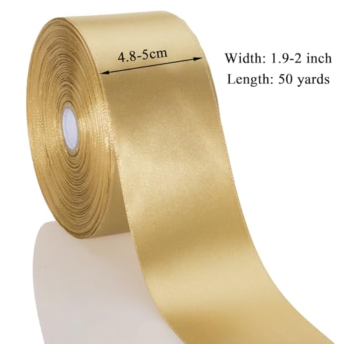 2 Inch Champaign Gold Solid Satin Ribbon for Gift Wrapping