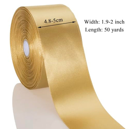 2 Inch Champaign Gold Solid Satin Ribbon for Gift Wrapping