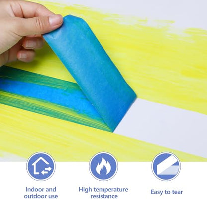 18Rolls Painters Tape 2 Inch Wide Bulk Blue Painters Tape for Wall Painting (18 Count)
