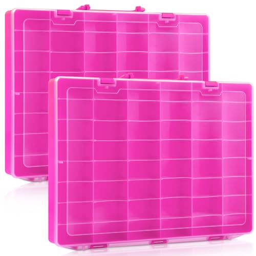 2 Pcs 48 Grids Plastic Bead Organizer Box with Divider (2 Count)