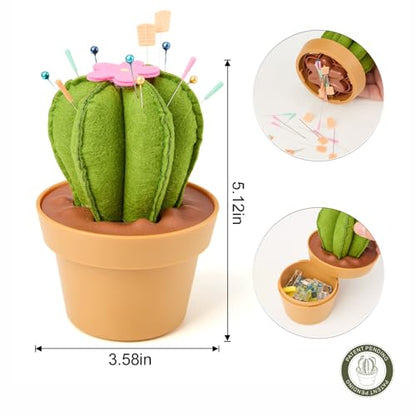 Cactus Shaped Pin Cushion with Sewing Notions