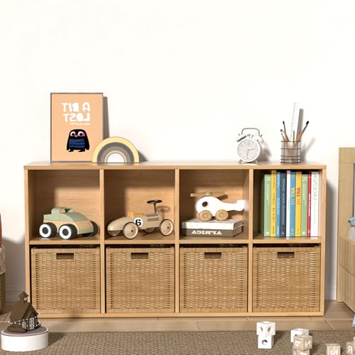 Wooden 8 Cube Storage Organizer with Closed Back Panel (8 Count)