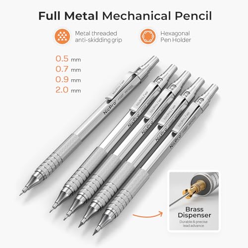 22PCS Metal Mechanical Pencil Set in Case for Drawing Writing