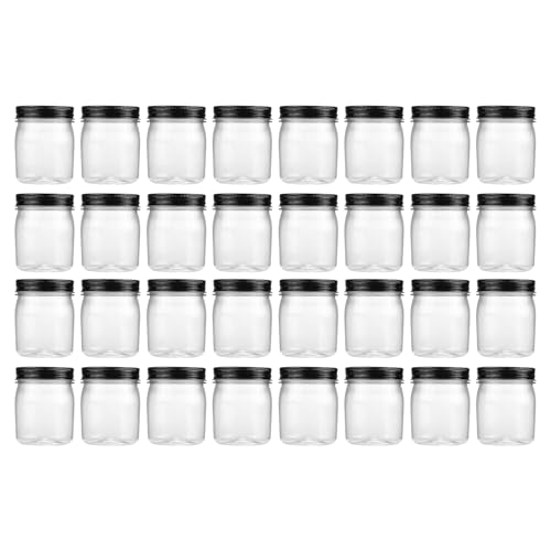 8 oz Plastic Mason Jars and Clear Plastic Jars with Lids 8 oz (32 Count)